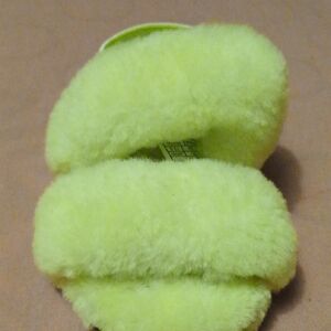 UGG Kids Neon Yellow Fluff Slides